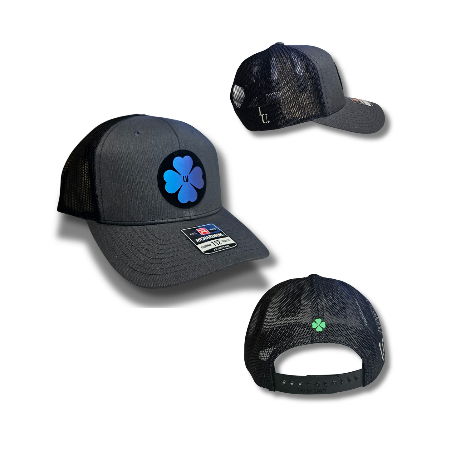 TRUCK CAP Black/gray clover design, GORRA 112