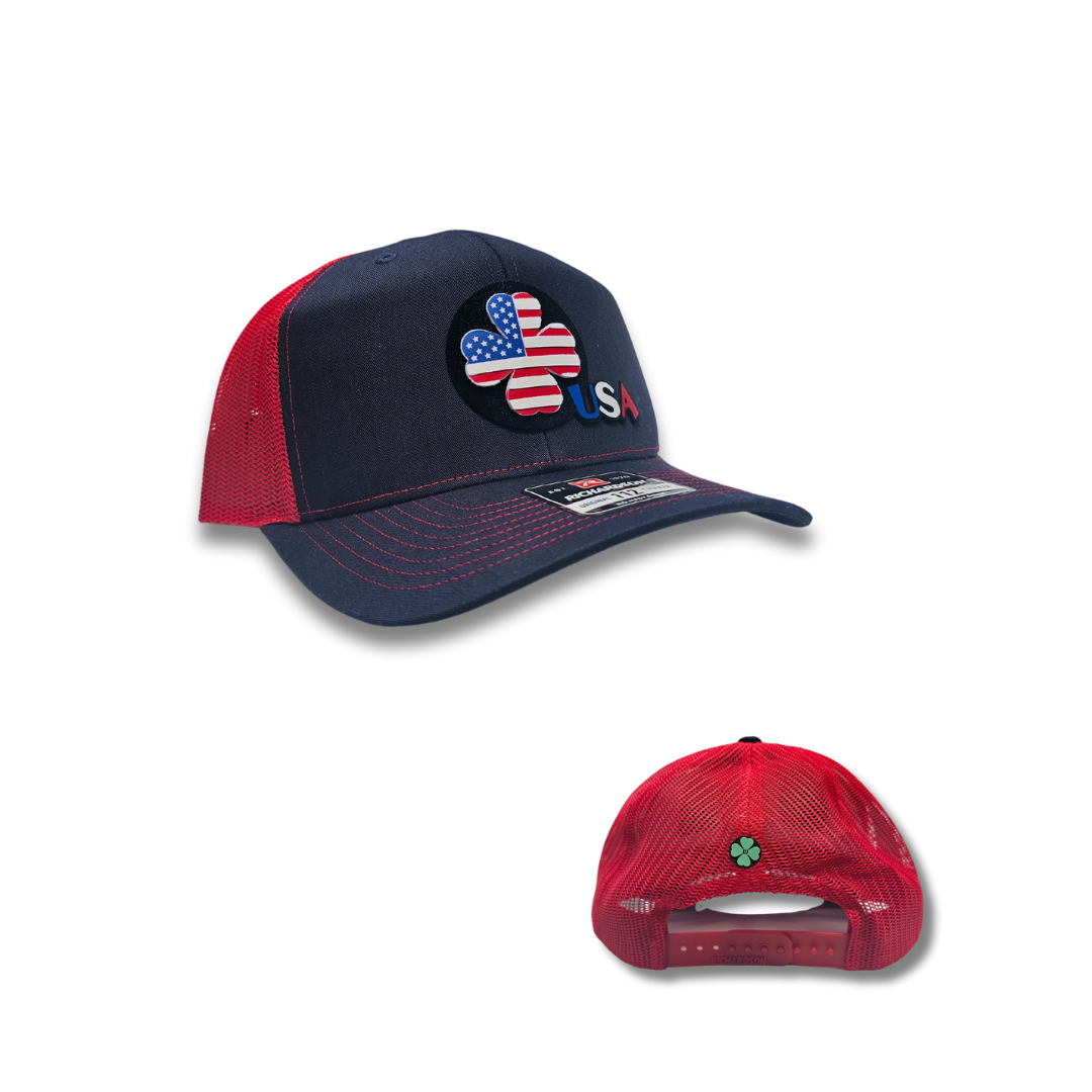 TRUCKER CAP navy blue/ ted mesh clover 3d design USA, Gorra 112