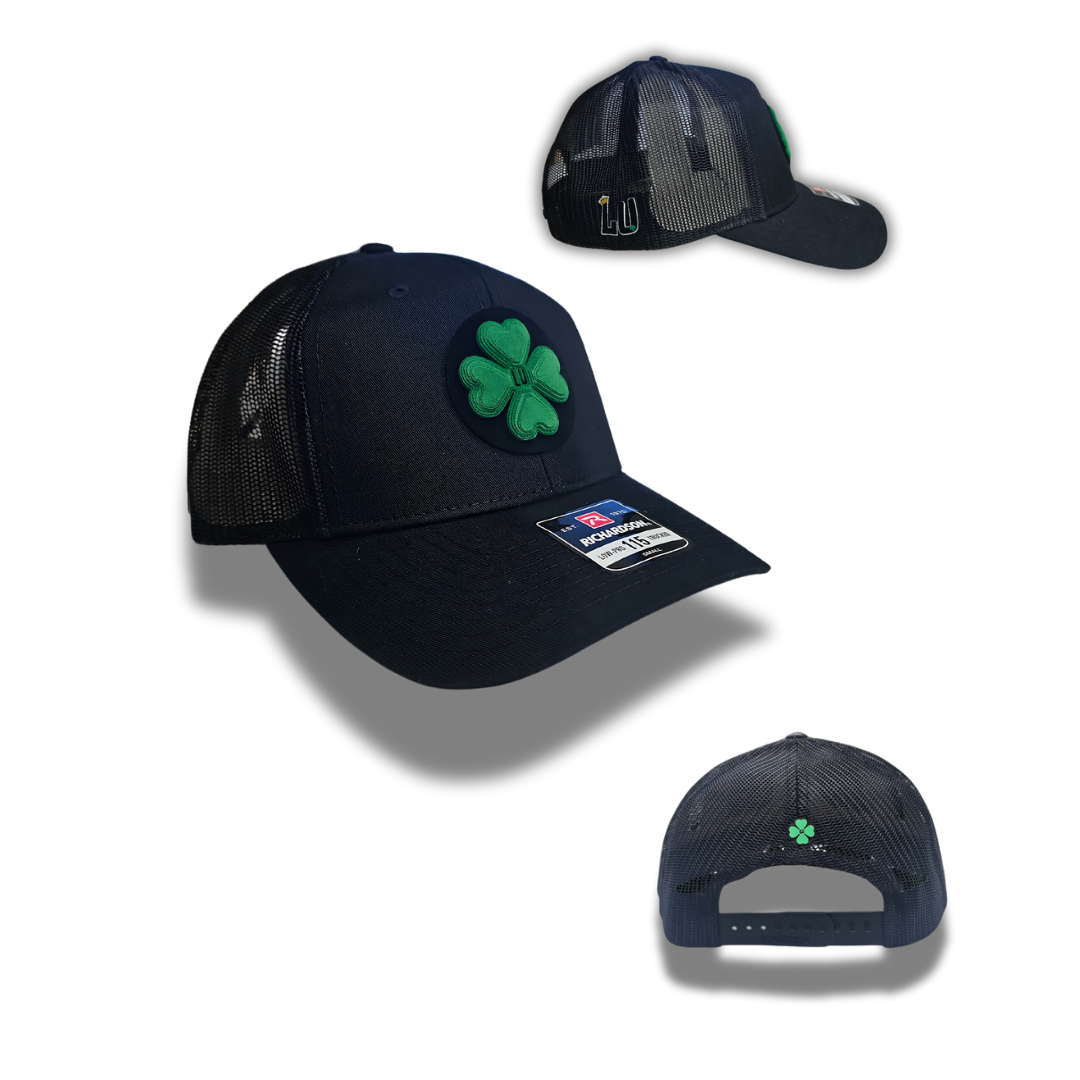 TRUCKER CAP Black/ mesh clover 3d design, Gorra 112