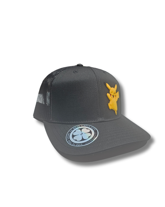 TRUCKER CAP Black/  picach  3d design, Gorra 112