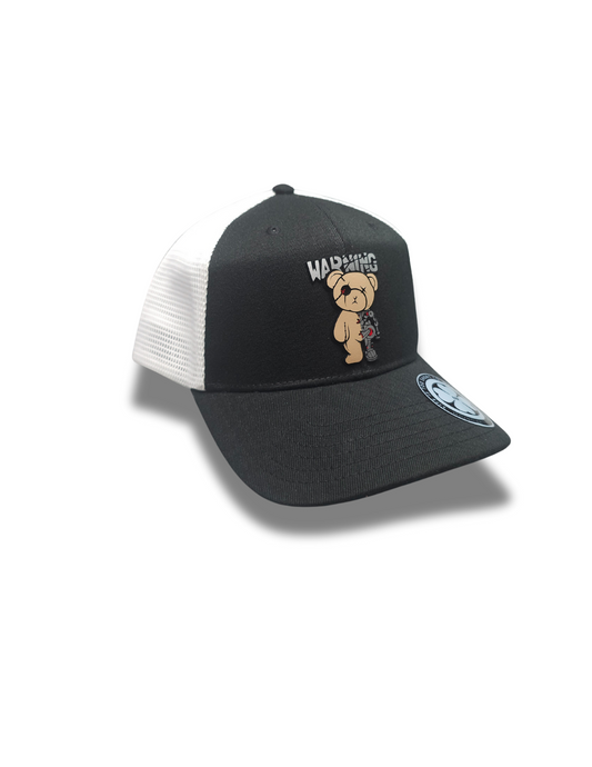 TRUCKER CAP Black/white mesh bear 3d design, Gorra 112