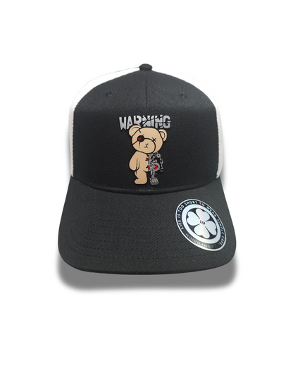 TRUCKER CAP Black/white mesh bear 3d design, Gorra 112
