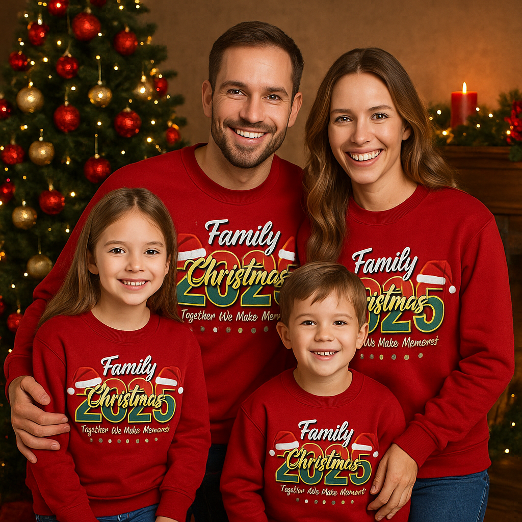 Family Christmas 2025” matching sweaters!