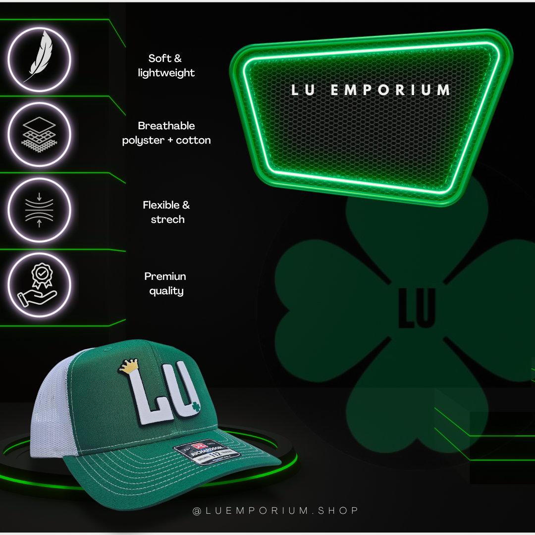 TRUCKER CAP green/ white mesh LU 3d design, Gorra 112