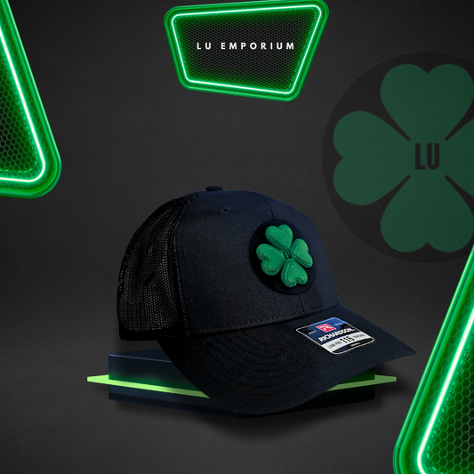 TRUCKER CAP Black/ mesh clover 3d design, Gorra 112