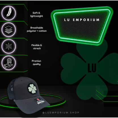 TRUCKER CAP grsy/ mesh clover 3d design, Gorra 112 glow in the dark