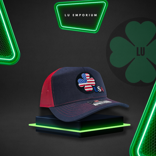 TRUCKER CAP navy blue/ ted mesh clover 3d design USA, Gorra 112